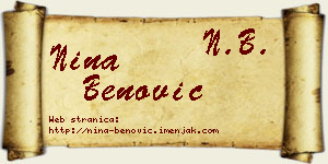 Nina Benović vizit kartica